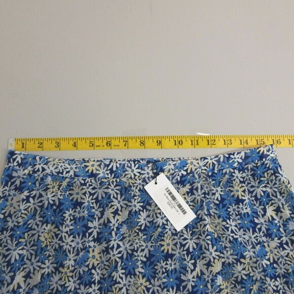Floral Mini Skirt Size Large Blue Ruffle Lined Zipper Feminine Flowy Casual NWT - Picture 7 of 12
